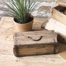 Repurposed Wooden Brick Mold Box with Lid