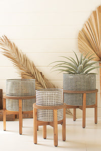 Woven Metal Planters, Set of 3